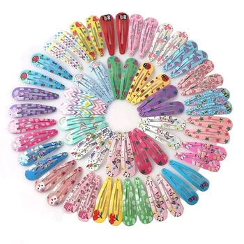 10-100 Stuks Schattige Kleurrijke Waterdruppel Legering Haarspeld Meisjes Snap Haar Clips Voor Kinderen Print Bb Hairgripe Headwear Baby Haar Accessoires