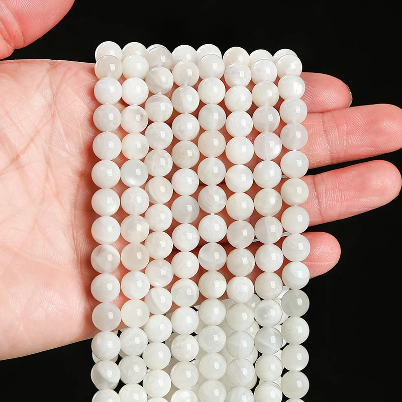 3A Natural Stone White Moonstone Bead Round Loose Spacer Shiny Bead 6 8 10mm For Jewelry Making Diy Necklace Bracelet Accessory