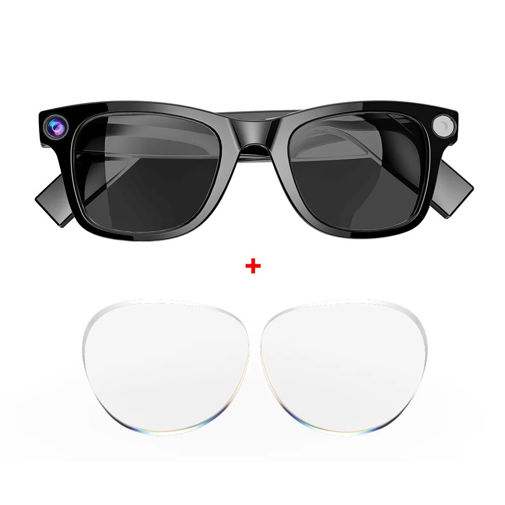 

New E02 5MP 2K Smart Glasses Dual Lenses WIFI Transfer Ai Gesture Control BT Musi Smart Wearable Headset