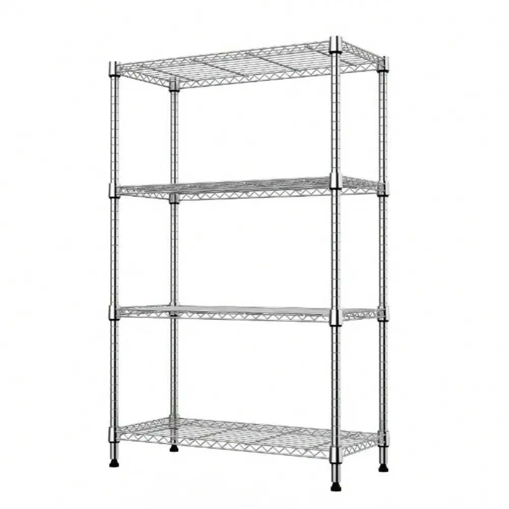 

4-полочный проволочный стеллаж, регулируемый коммерческий гаражный кухонный шкаф для хранения, хромированный