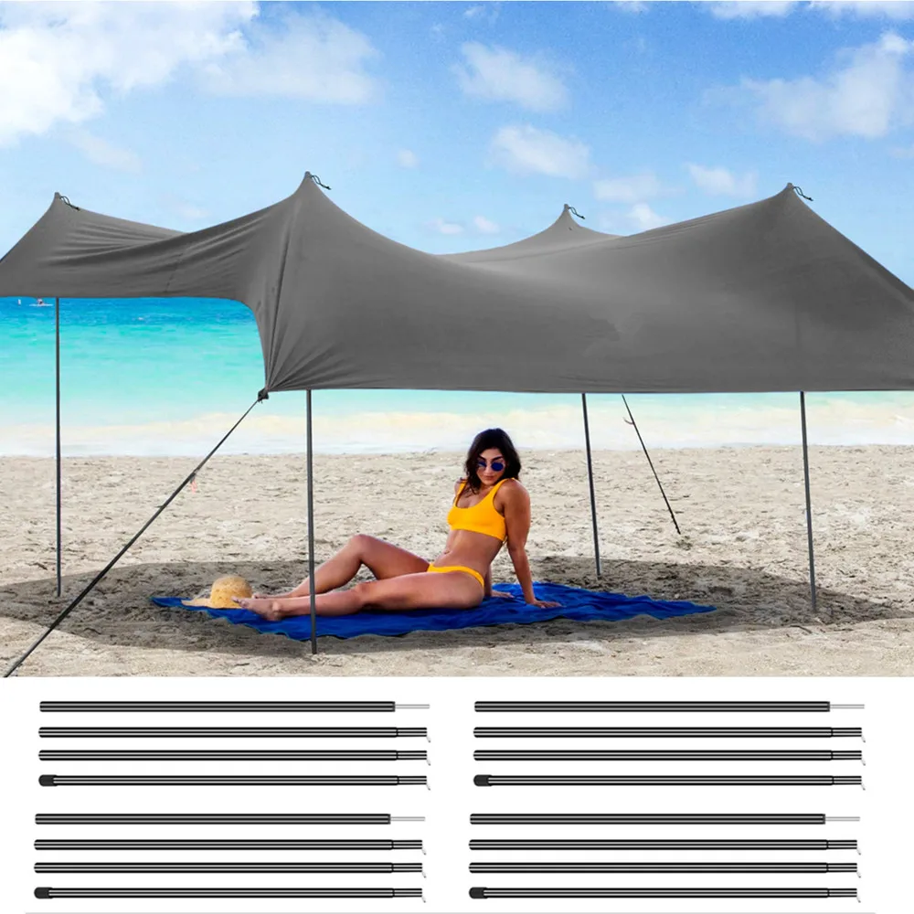 Tent Poles Beach Canopy Tarp Steel Rods for Camping Awning Fishing Sun Shelter Backyard Outdoor Shade Portable Support Stick