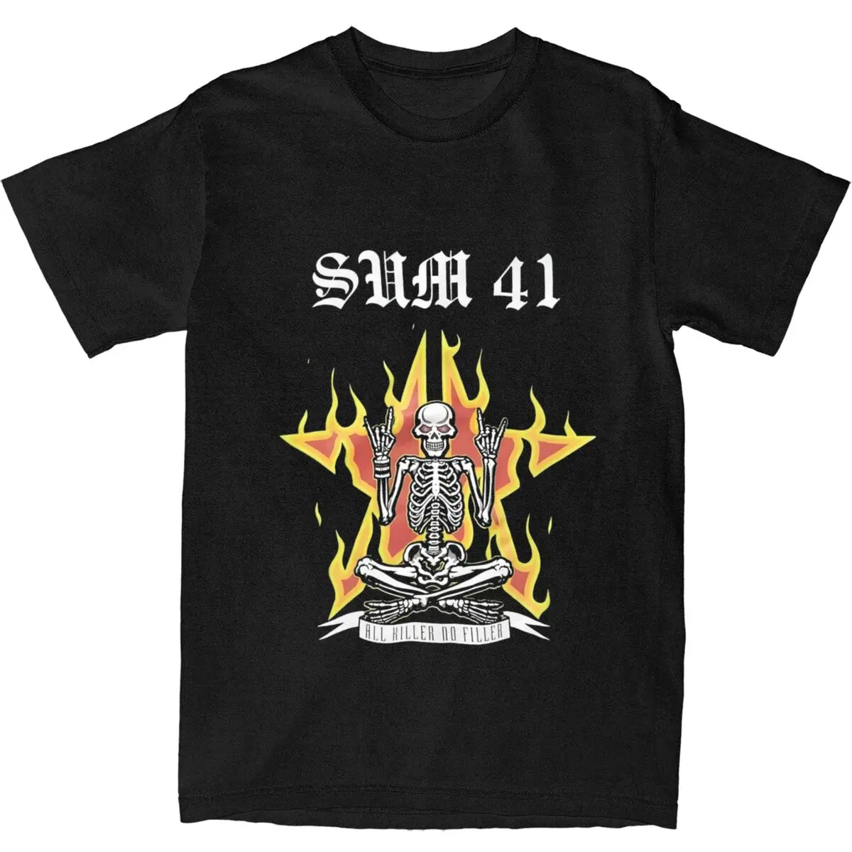 Men's Lemon Ready To Go Sum 41 Band T-Shirts SUM41 Punk Cotton Clothes Beach Casual Short Sleeve T-Shirt O-Neck Casual Tshirt