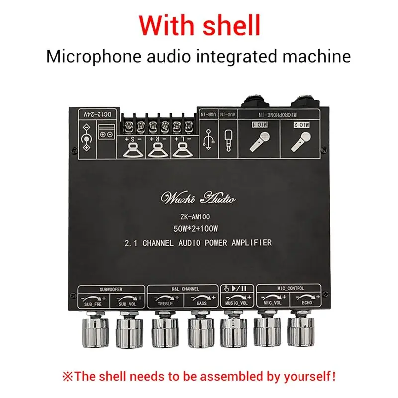 【PROMOTION】ZK-AM100 Bluetooth Amplifier Board 50Wx2 +100W TPA3116D2 Power Amplifier 2.1 Channel Microphone Audio Module