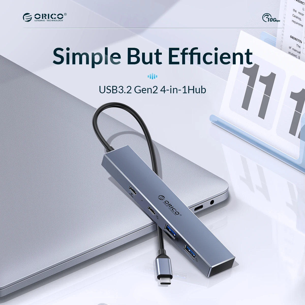 ORICO Type C USB 3.2 10GBPS HUB 4 Ports Compatible With PD100W SD TF Splitter OTG Adapter Suitable For PC Computer Accessories