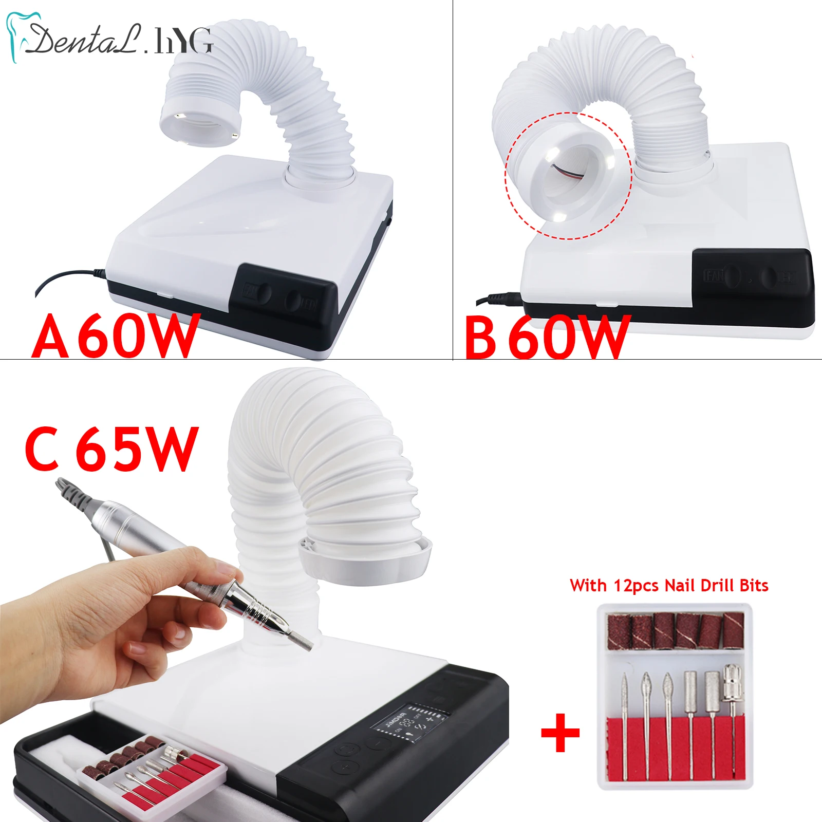 

60W/65W Dust Collector Extractor Dental Vacuum Cleaner Dental Lab Equipment Dust Suction Machine for Polishing Nail Drill