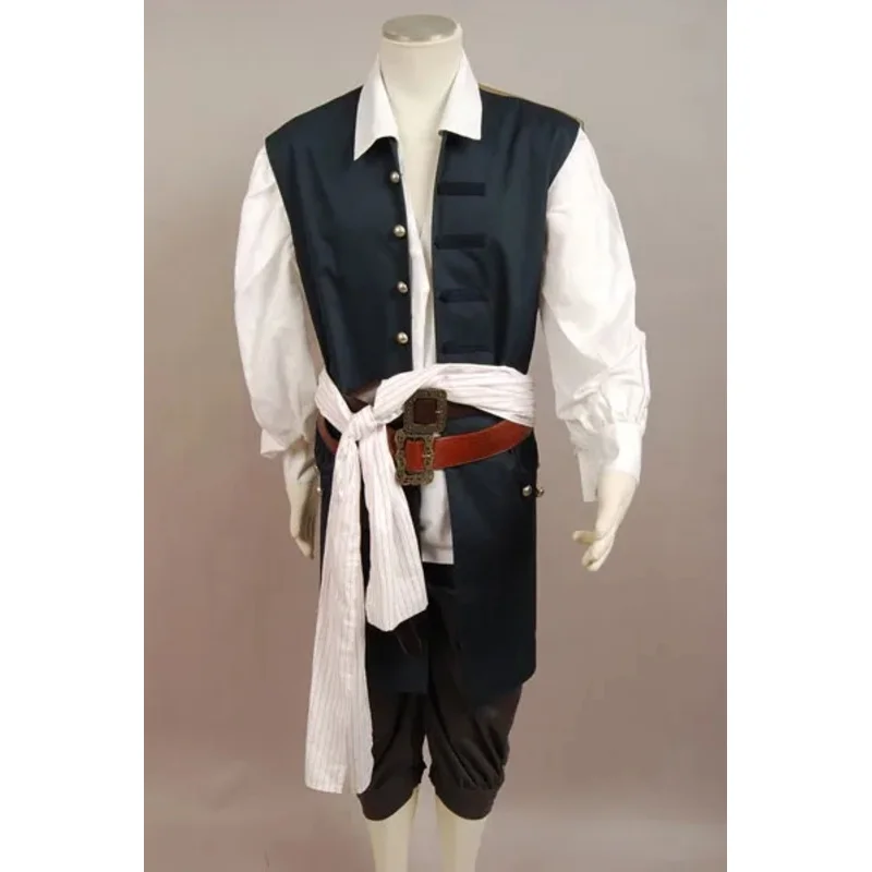 Dropshipping Halloween Pirate cosplay costume Pirates Of The Caribbean Jack Sparrow Jacket Vest Belt Shirt Pants Costumes