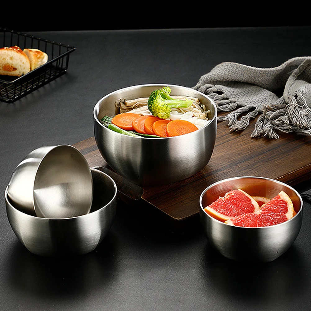 

Stainless Steel Bowl Anti Scald Anti Drop Kitchenware Soup Salad Container Double Layers Food Serving Housewarming Gift