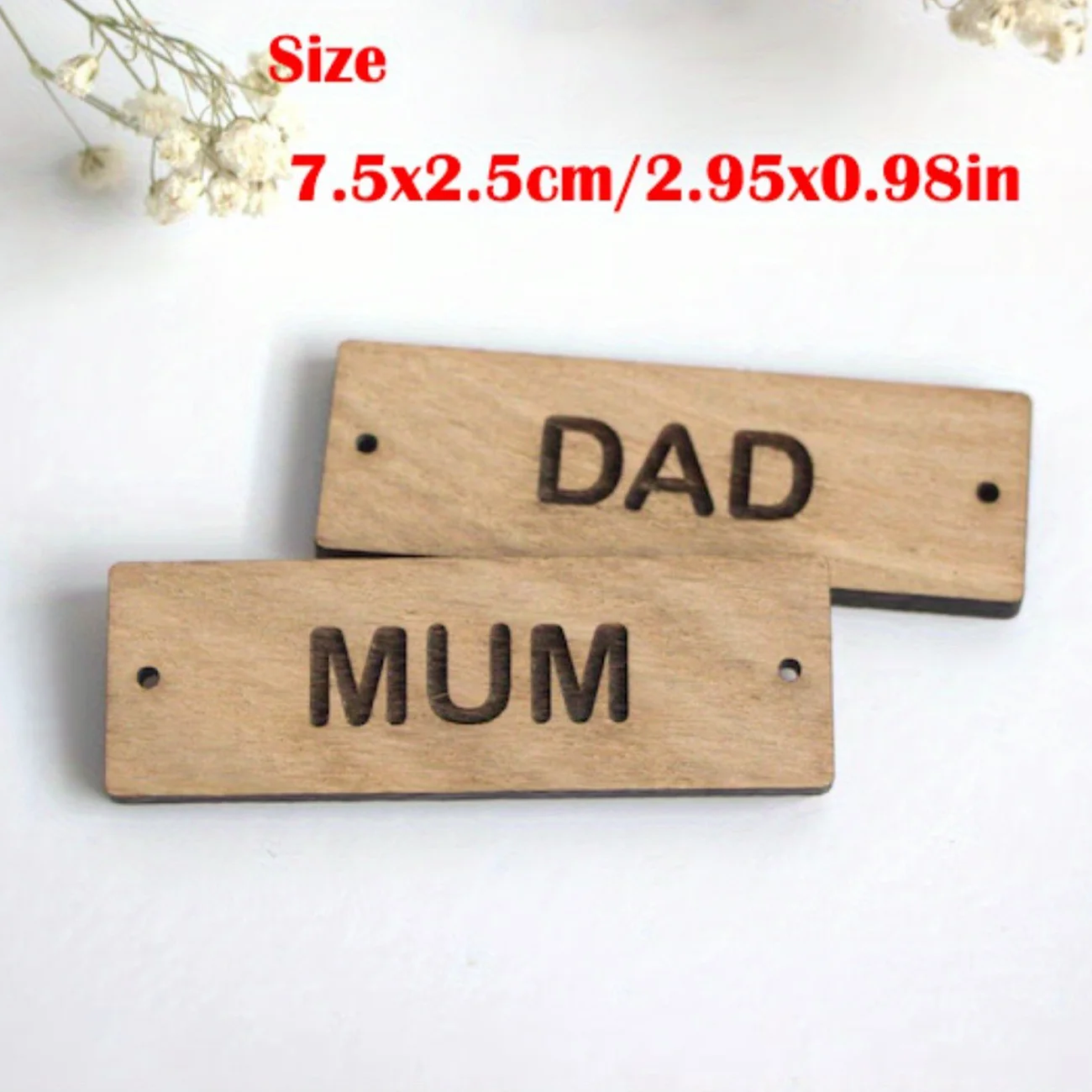 Custom Engraved Wooden Name Tags, Personalized Custom Text 2D Flat Wood Name Plaque, Laser Engraved Rectangle Wooden Label for C