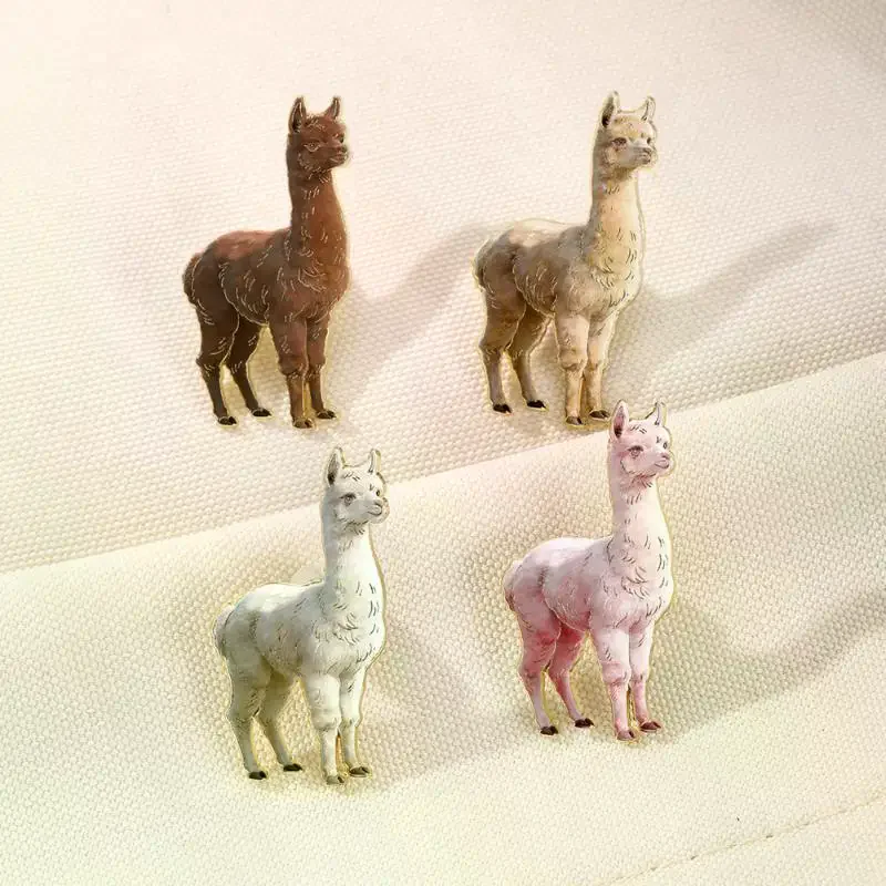 Cute 4 Color Cartoon Alpaca Metal Pins For Clothes Bags Backpack Lapel Badge Gifts For Friends