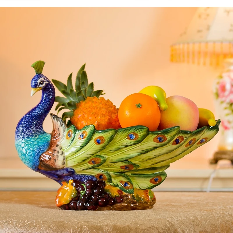 Ceramic peacock fruit tray dry candy snacks living room end table decoration Home TV cabinet dining