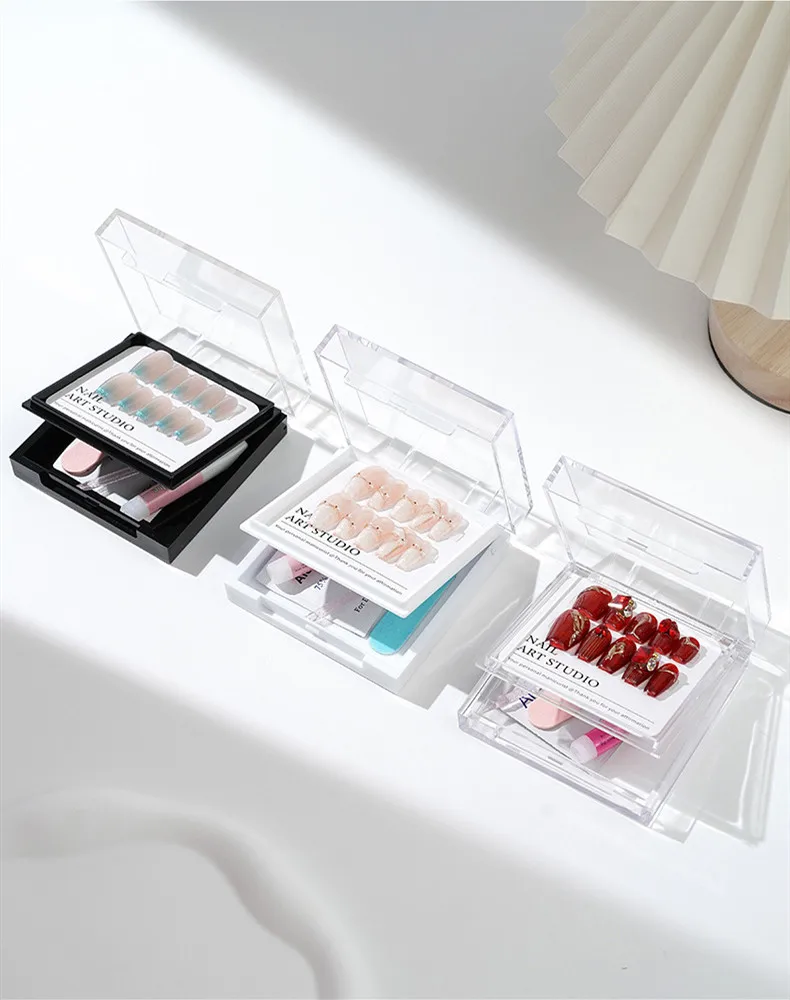 

10 шт. пустые коробки для ногтей для упаковки квадратной формы, оптовая продажа кончиков ногтей, упаковочный чехол для ногтей, акриловая коробка для демонстрации ногтей