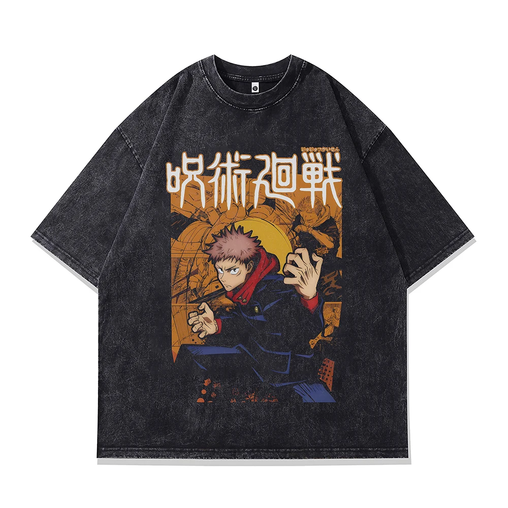 

Футболки с графическим принтом в стиле аниме Jujutsu Kaisen, мужская одежда Y2k, оверсайз, высокое качество, с коротким рукавом, новые топы, футболки, уличная одежда