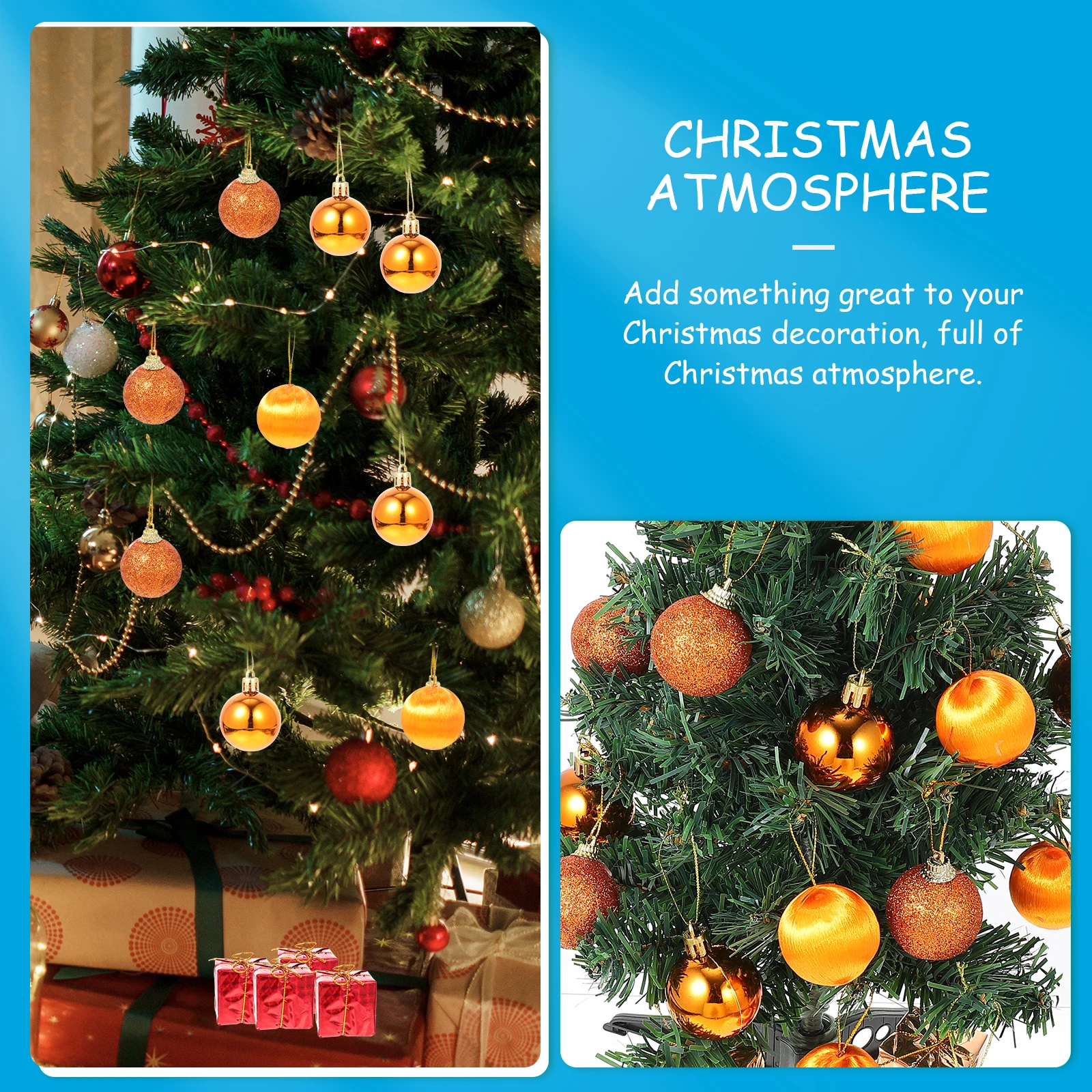 

Balls Christmas Tree Decoration Bulk Ornaments for Ceiling Decorations Orange Pvc