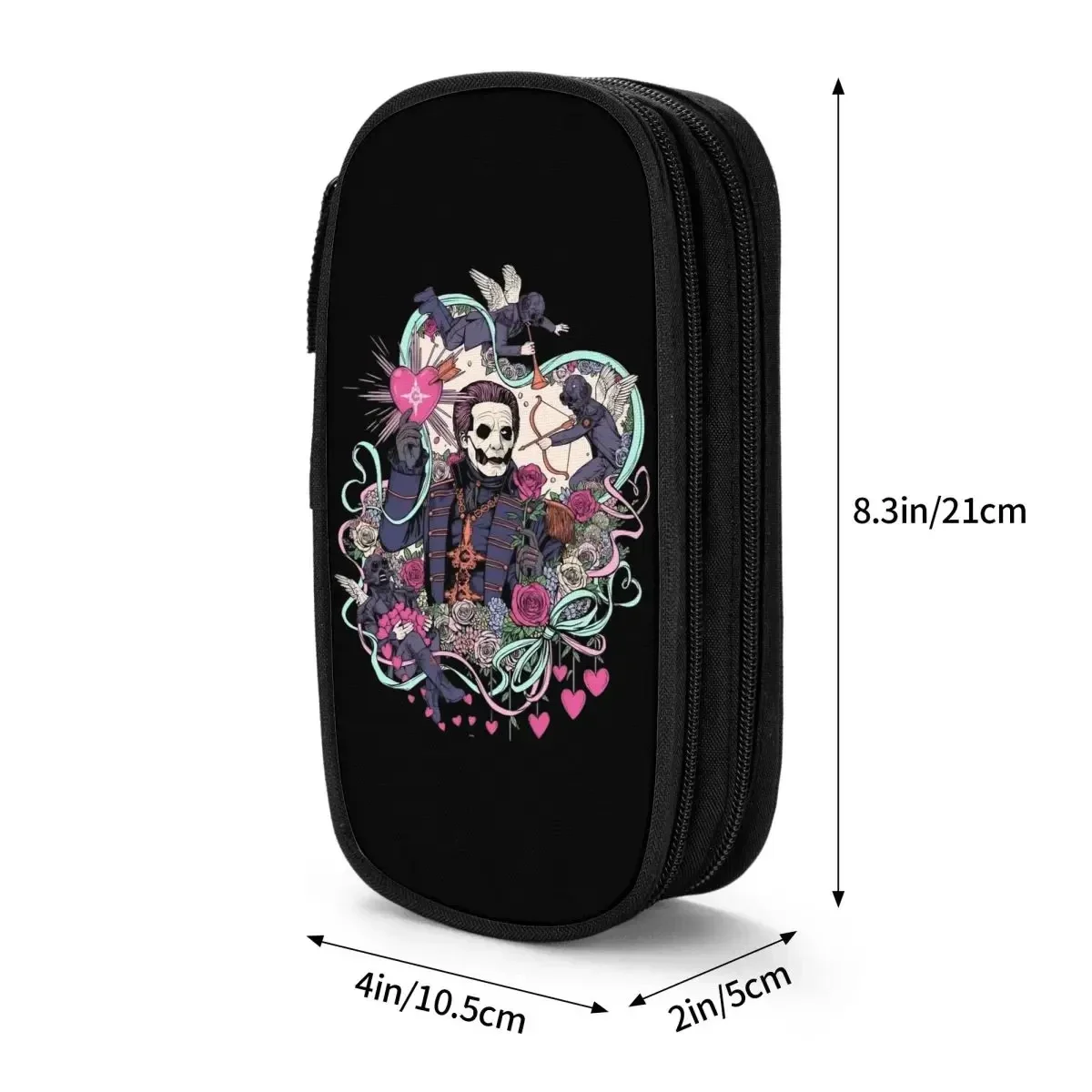 Rock Band Heavy Metal Pencil Cases Ghost Pencil Pouch Pen for Student Large Storage Bags Students School Zipper Stationery
