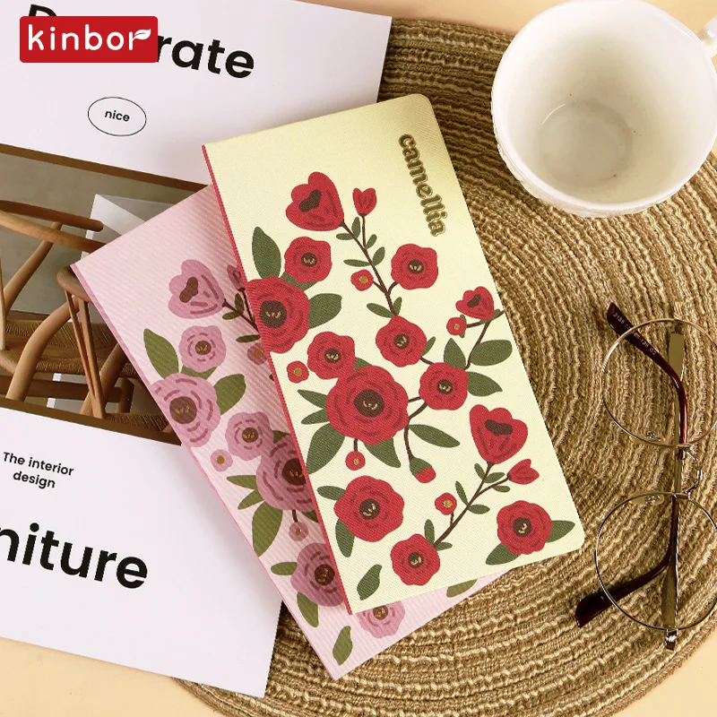 Kinbor Journal Week Planner, Kawaai Sakura/Camellia Pocket Notebook for Work Home Office ๋จ์ด์ฅ, Self-discipline Organizer Agenda