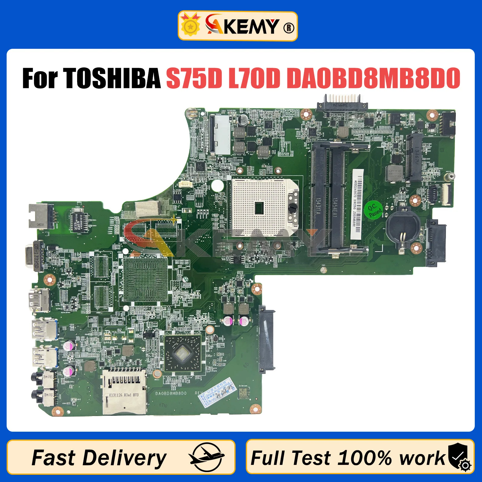 

DA0BD8MB8D0 Материнская плата для ноутбука TOSHIBA Satellite S75D L70D L75D Core AMD Материнская плата A 000243670 100% тест ОК