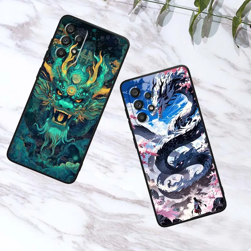 Anime Dragon Design For Samsung A73 A72 A71 A55 A54 A53 A52 A51 A13 A22 A16 A15 A12 A14 A26 A07 5G Black Phone Case view 3