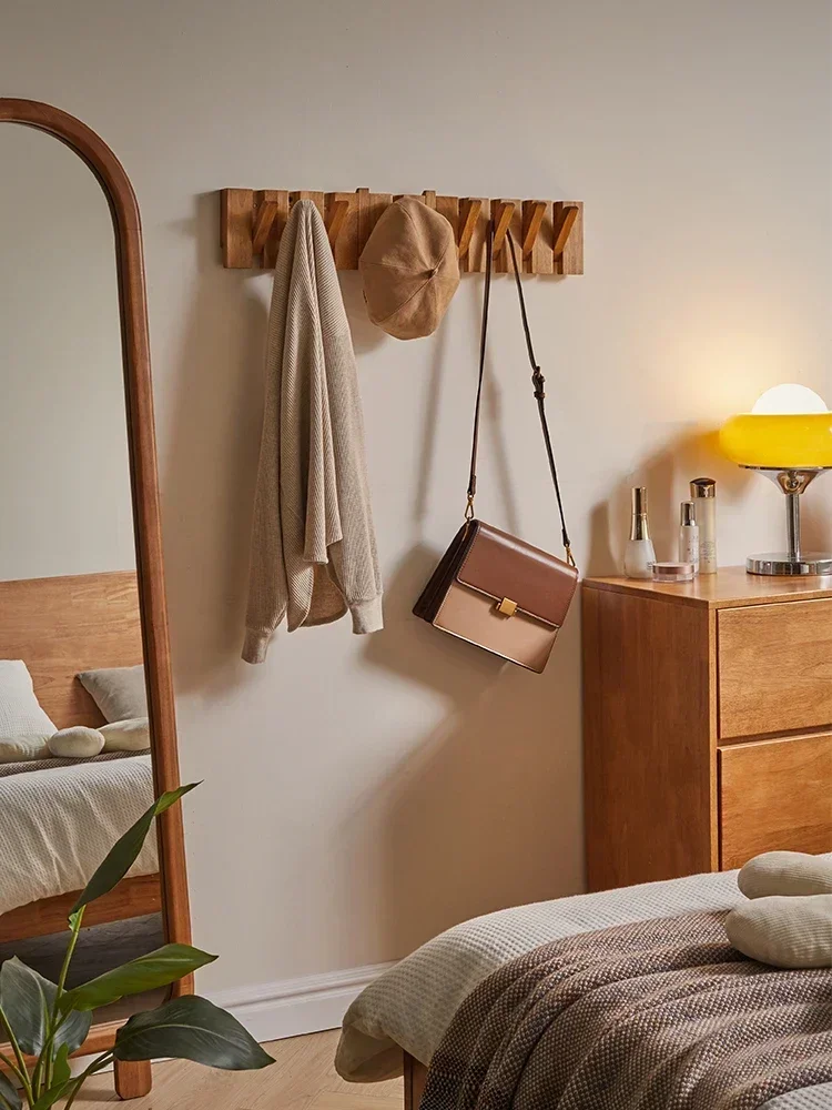 Todo o cabide de roupas de madeira maciça gancho de parede cabide gancho sem pregos gancho de casaco porta hall de entrada pendurado rack de roupas