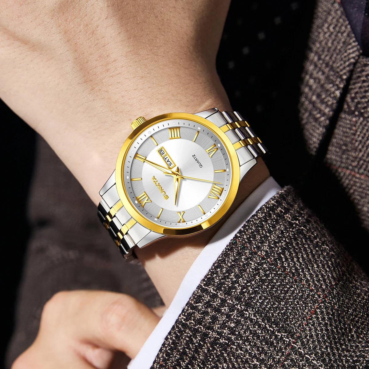 SUNKTA New 2026 Top Men's Watch Luxury Quartz Clock Luminous Fashion Weekly Calendar Watches Gift For Men Relogio Masculino+BOX