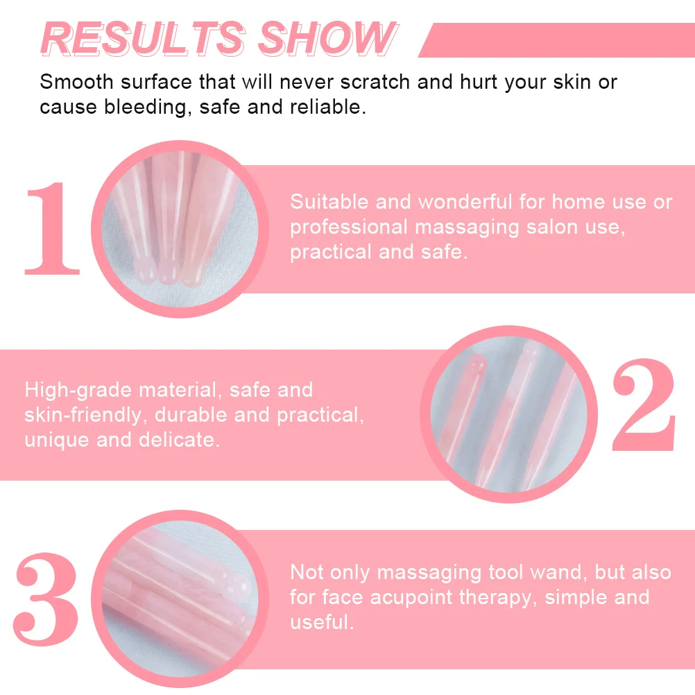 

Rose Quartz Massage Wand Natural Jade Guasha Stick Portable Crystal Massage Stick for Face Eye Acupoint Therapy
