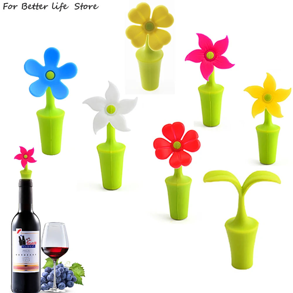 

Wine Cork Bean Sprout Clover Sunflower Bauhinia Flower Silicone BEER CAP CORK Leak Proof Fresh Champagne Cork Bar Accessories