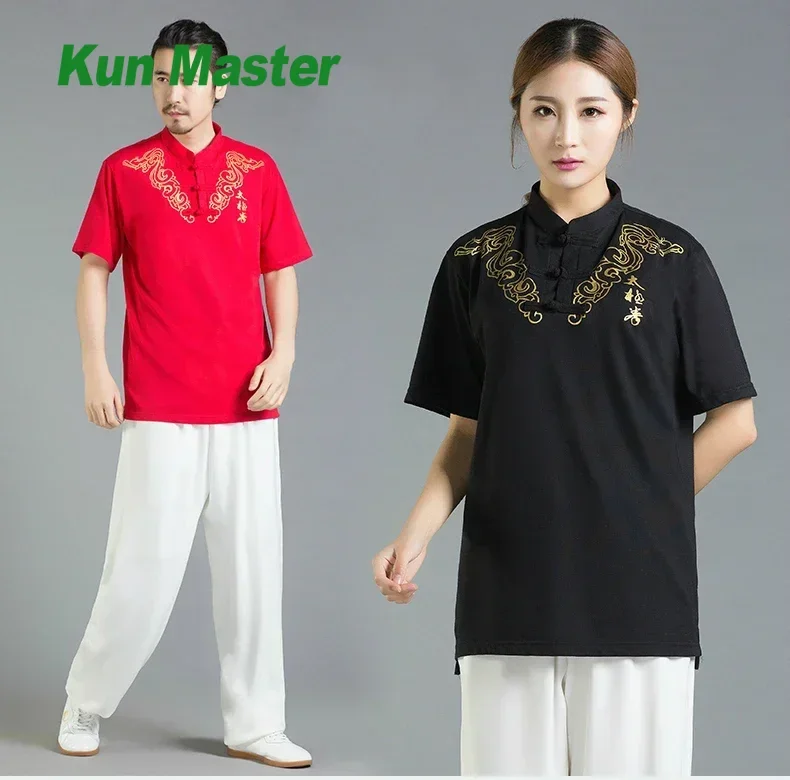 

Martial Art T-shirt Short Sleeve Tai Chi T Wu Shu T Summer Kung Fu T Red Black Blue Pink White Light Blue Colors