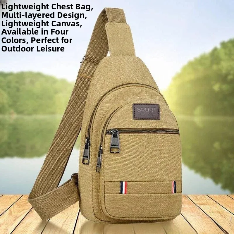 2026 New Men's Fashion Canvas Backpack Single Shoulder Bag Multifunctional Sports Crossbody Bag Waist Bag for Casual Use