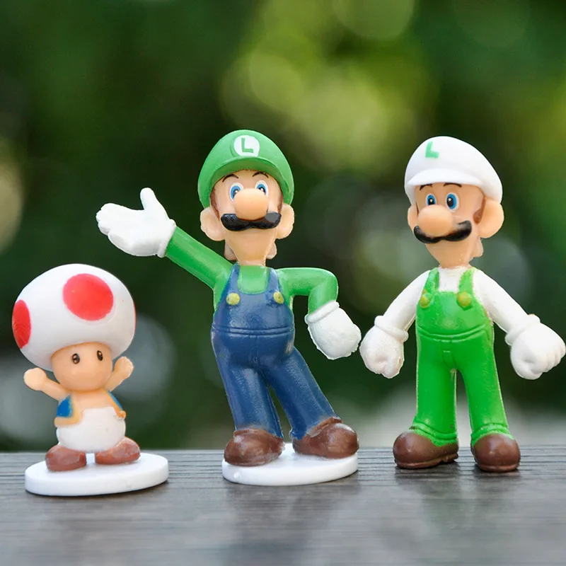 Figuras de acción de Super Mario Bros para niños, juguetes de PVC, Luigi, Yoshi, Donkey Kong, princesa Daisy, seta, regalos de cumpleaños para fanáticos, 16 unidades por juego