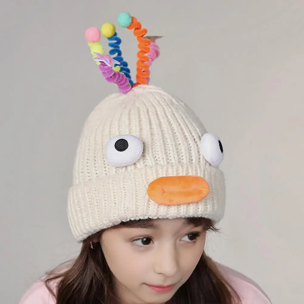 

Winter Ski Hat Warm Knitted Beanie with Retractable Tentacles for Children Adults Cartoon Countenance Woolen Hat for Skiing