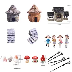 Cute Village house Miniature Garden Mini Craft Figurine Plant Pot Garden Ornament Miniature Fairy Garden Decor DIY accessories