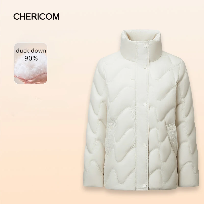 

Chericom Women's Down Coat Winter 2025 New Stand Collar Warm Minimalist Style Commute Windproof Cold Weather Outerwear Y309075Y