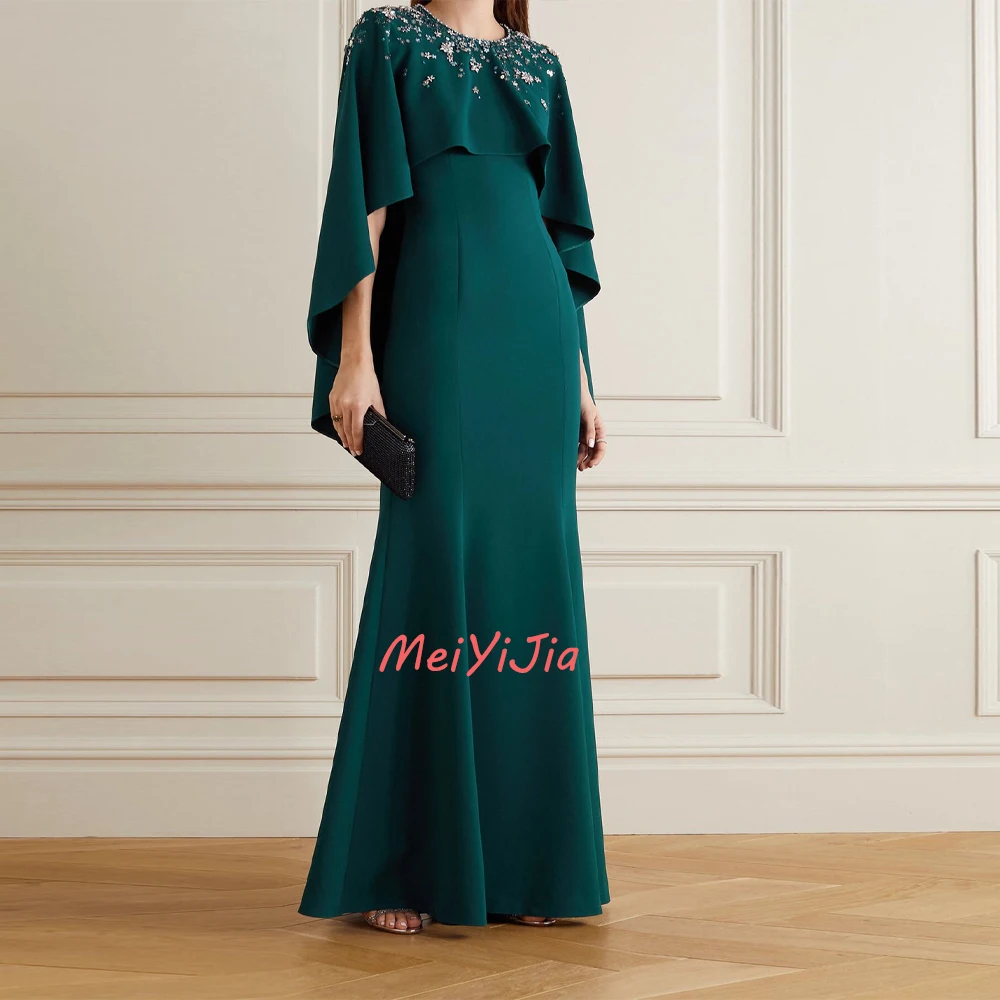 

MeiYiJia O-Neck Short-Sleeves Sequins Satin Mermaid Floor-Length Saudi Arabia Sexy Evening Birthday Club Outfits Summer 2024