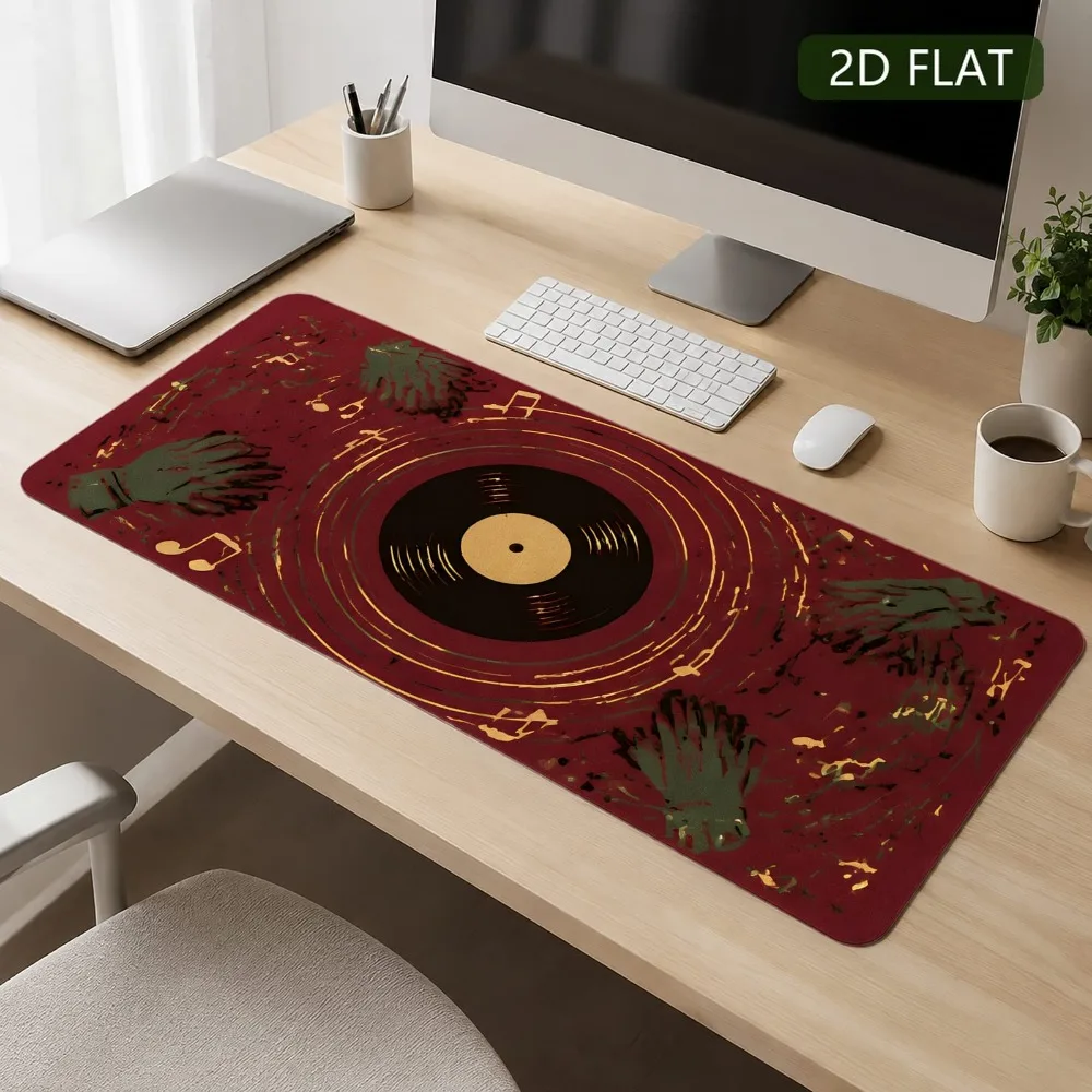 A table mat, a collage of vintage vinyl records with music with a non-slip bottom, for the work area decoration desk accessories