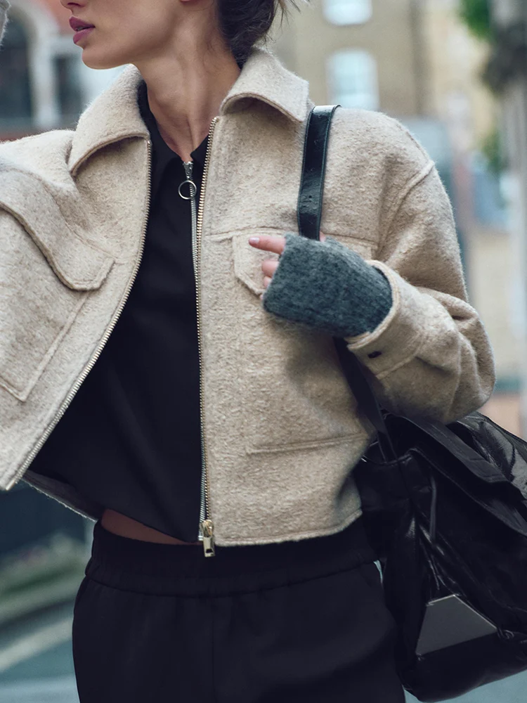 

Spring New Arrival Women's Basic Versatile Zipper Long Sve Collared ort Jaet Outerwear Commute Sle Loose Fit Regular...