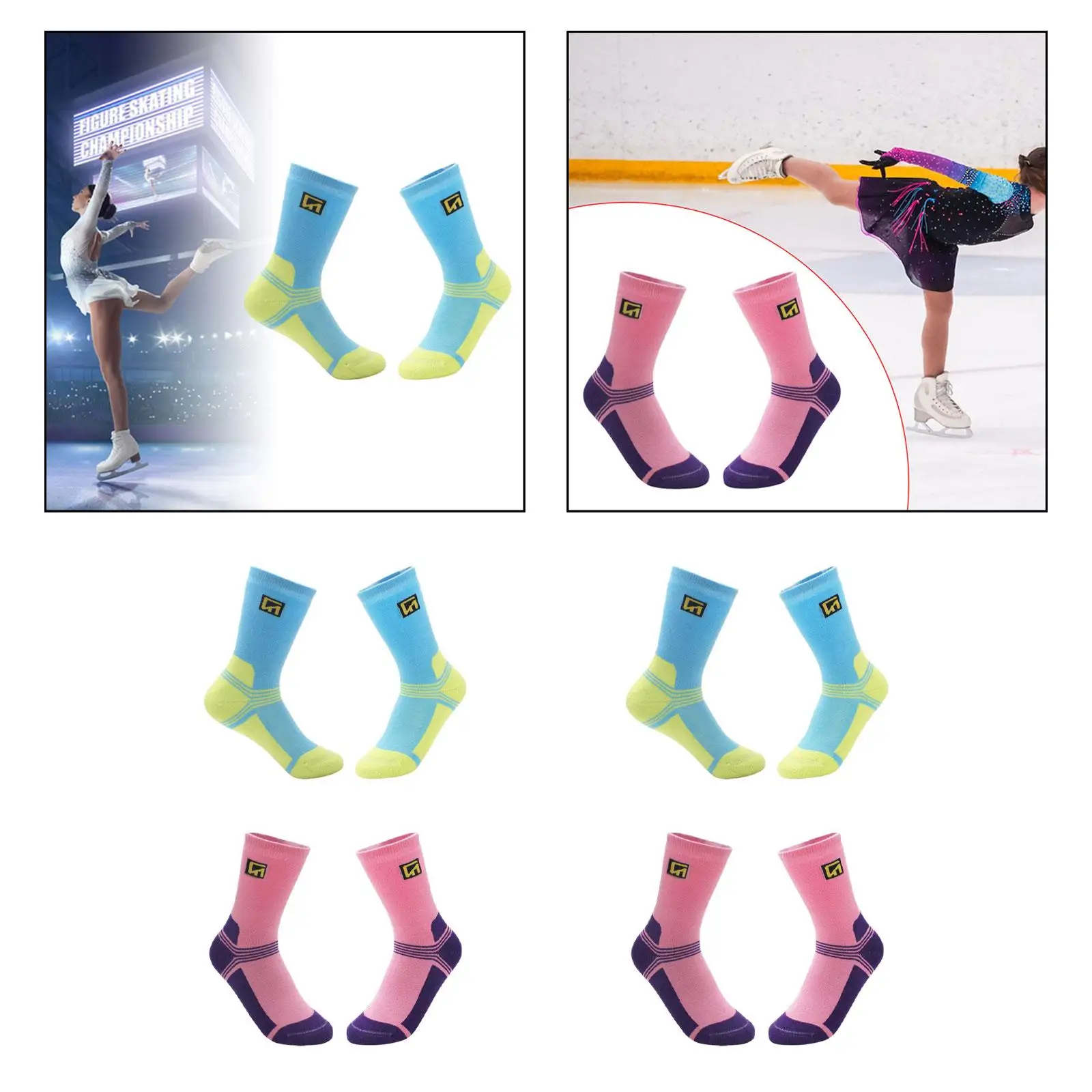 Chaussettes de Patinage sur Glace artificiel astiques et Respirantes, Confortables, en Coton, pour Enfant et Étudiant