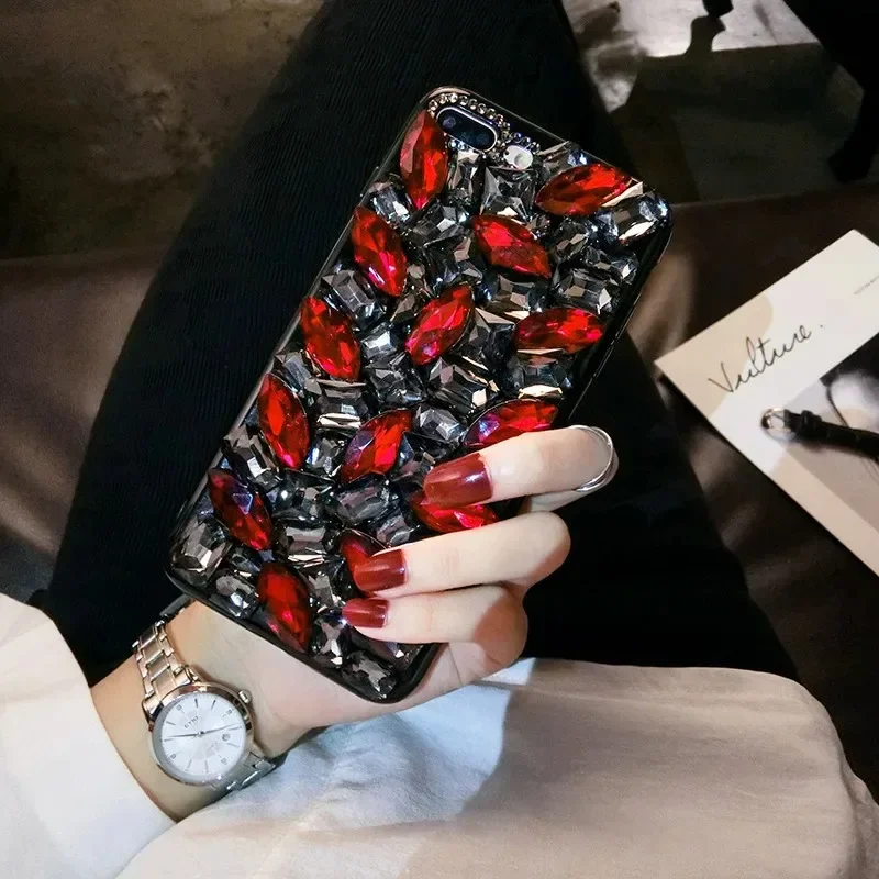 Luxury Crystal Rhinestone Phone Case, Diamond Stones, Glitter Bling, Cover for iPhone 12, 13, 16, 14, 15 Pro Max
