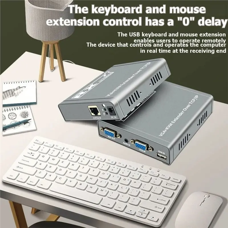 DIGITALBUY VGA KVM Extender Over IP CAT6 Rj45 Cable 200M US Plug