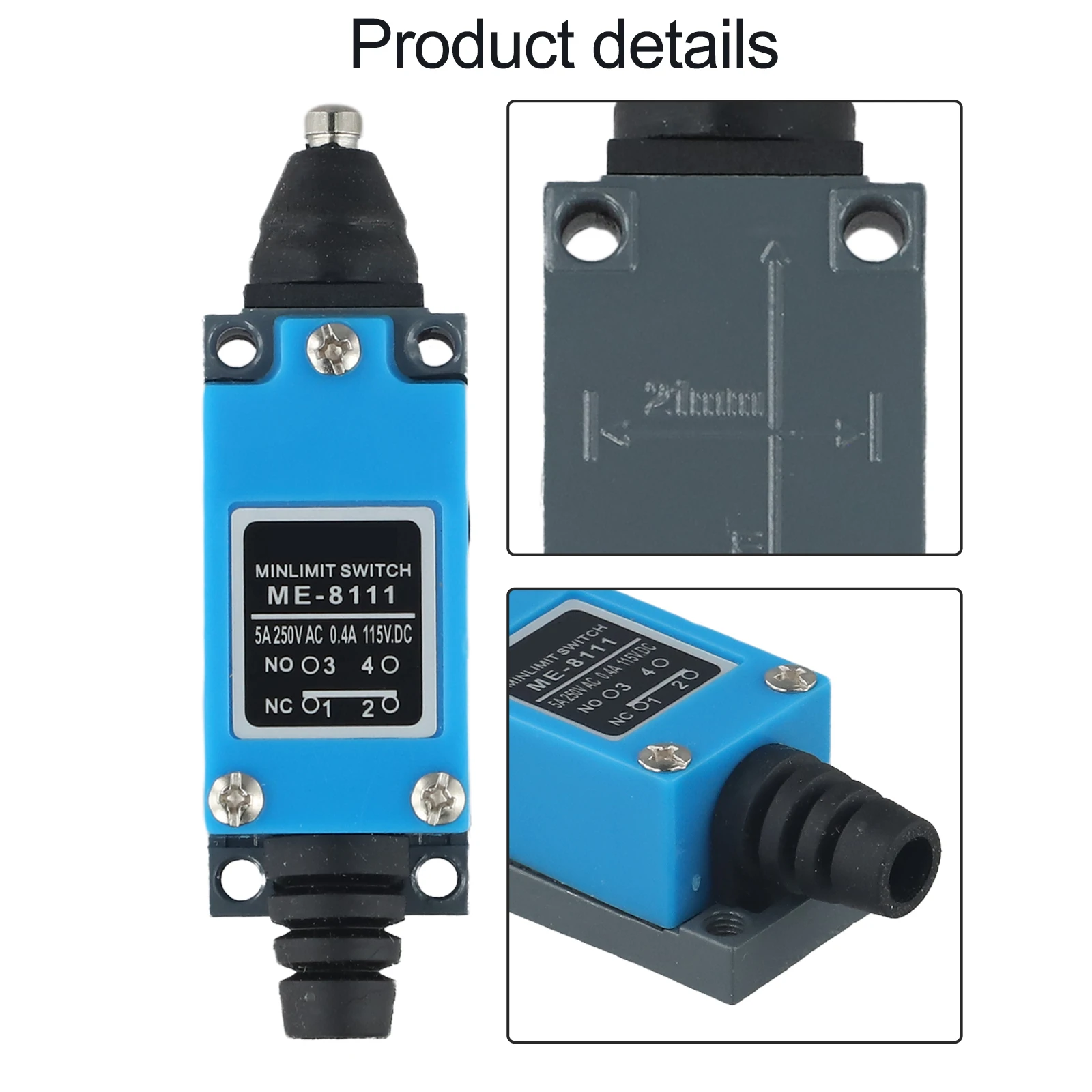 

Промышленный концевой выключатель ME-8111 с высокопрочным корпусом, металлической поворотной штангой и чувствительными контактами для электрических цепей