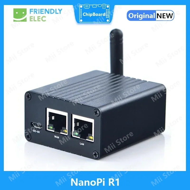 

Плата NanoPi R1 Allwinner H3, 1 ГБ, двойной порт Ethernet, Wi-Fi и BT, встроенный eMMC с USB и последовательным портом для loT