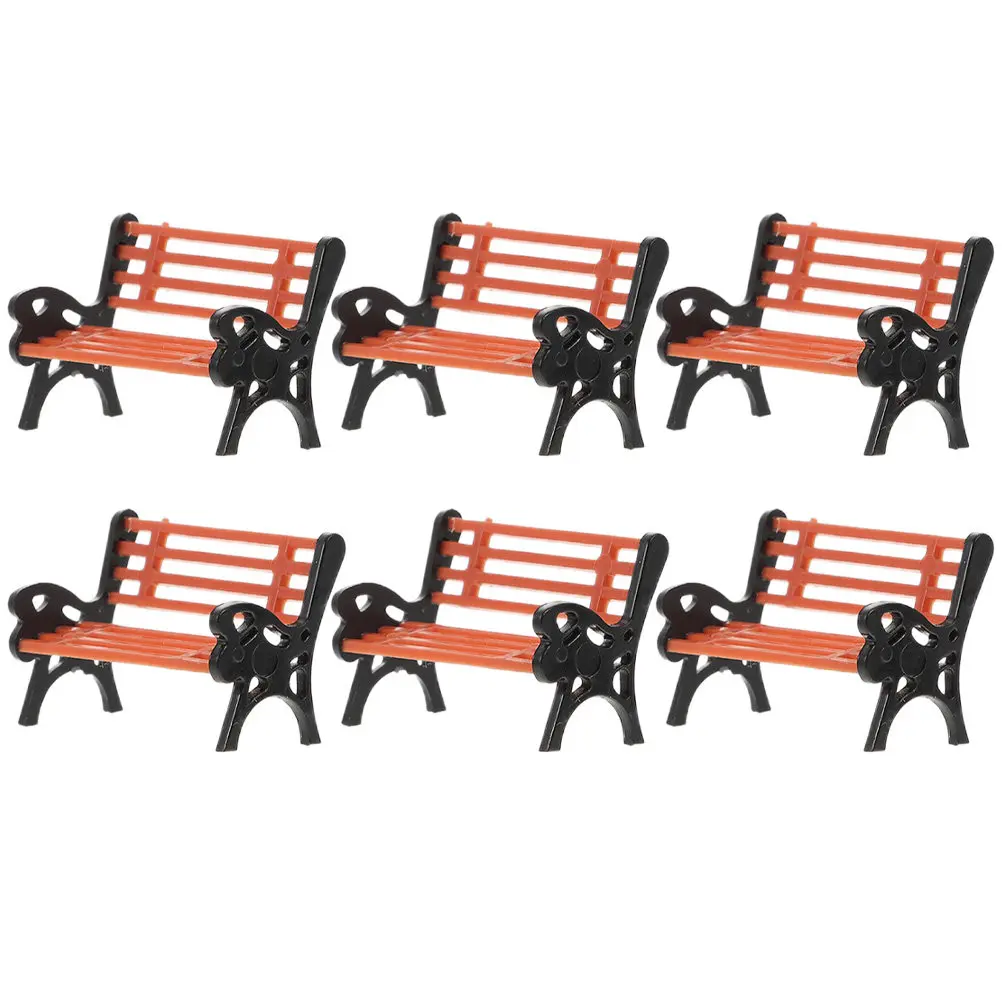 

6Pcs Chair Decorative Furniture Miniature Street Bench Ornament Indoor Outdoor Garden Decor Mini House Accessories