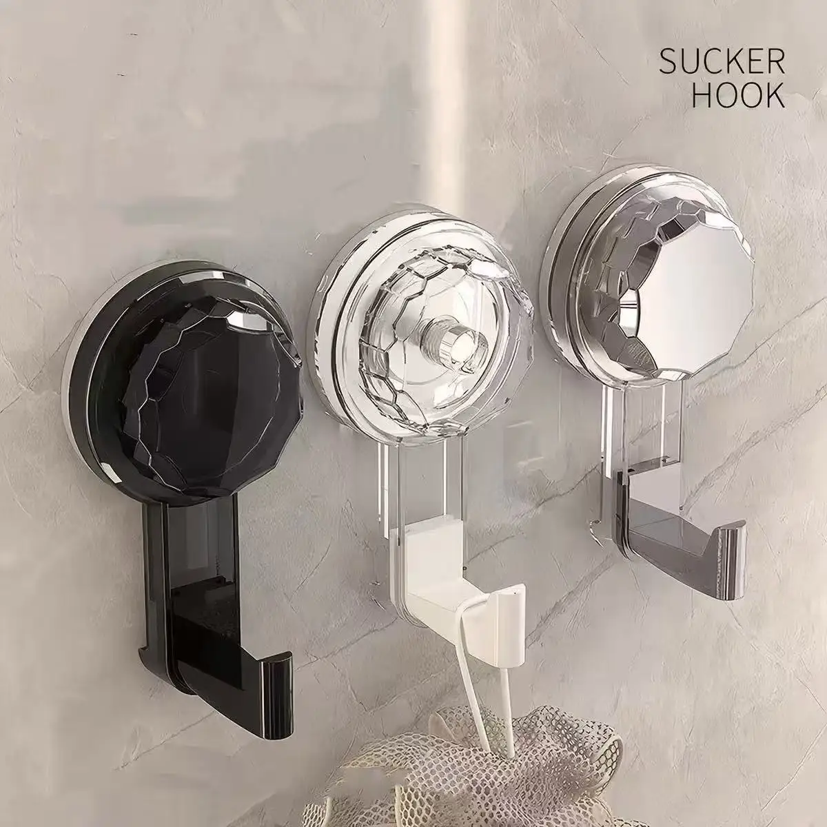 Black Vacuum Hooks Powerful Suction Cup Reusable Storage Hook Heavy Duty Bathroom Kitchen Hanger Traceless Clothes Wall Hook