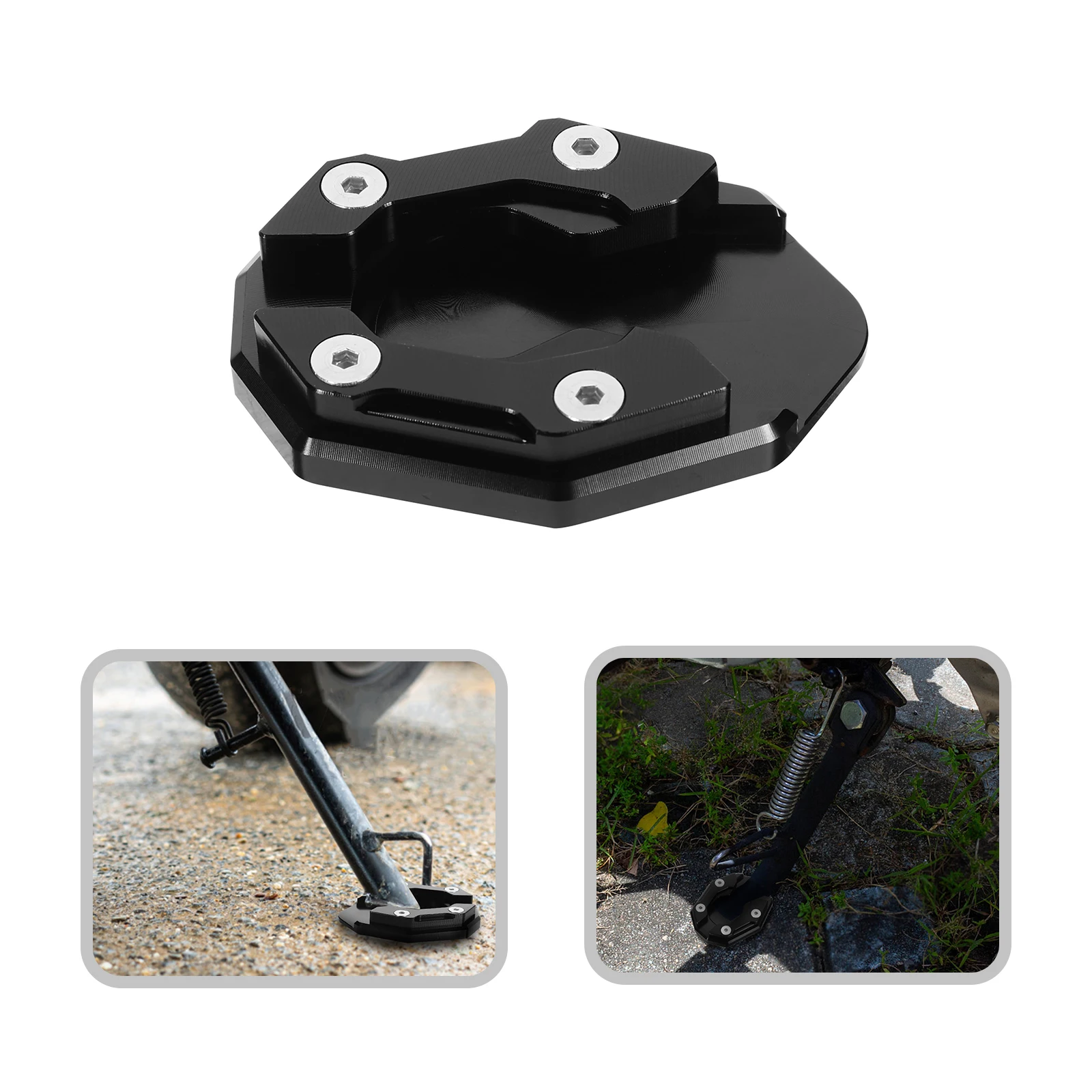 

Anti-slip Side Support Base Motorbike Extension Pad Kickstand Plate Accessory Motorcycle Enlarger Accessories Black for