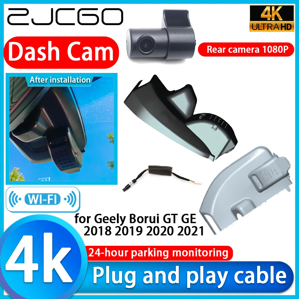 ZJCGO for Geely Borui GT GE 2018 2019 2020 2021 4K DVR Dash Cam Car Camera 2160P Lens 24h Monitor Video Recorder Recording