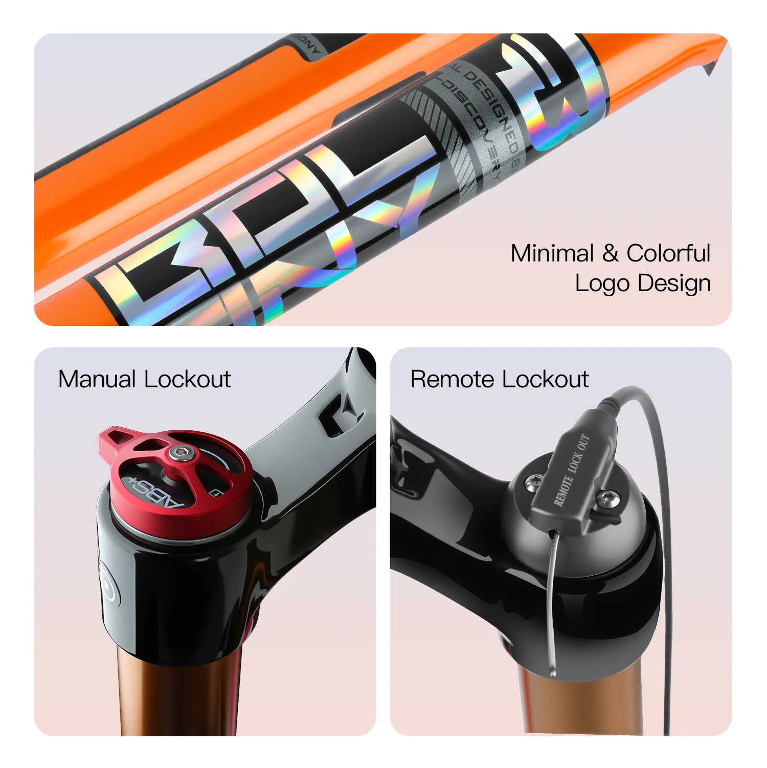 BOLANY Bike Fork Solo Air Orange MTB Bicycle Front Suspension Straight/Tapered RL/LO 26/27.5/29inch Magnesium Alloy QuickRelease