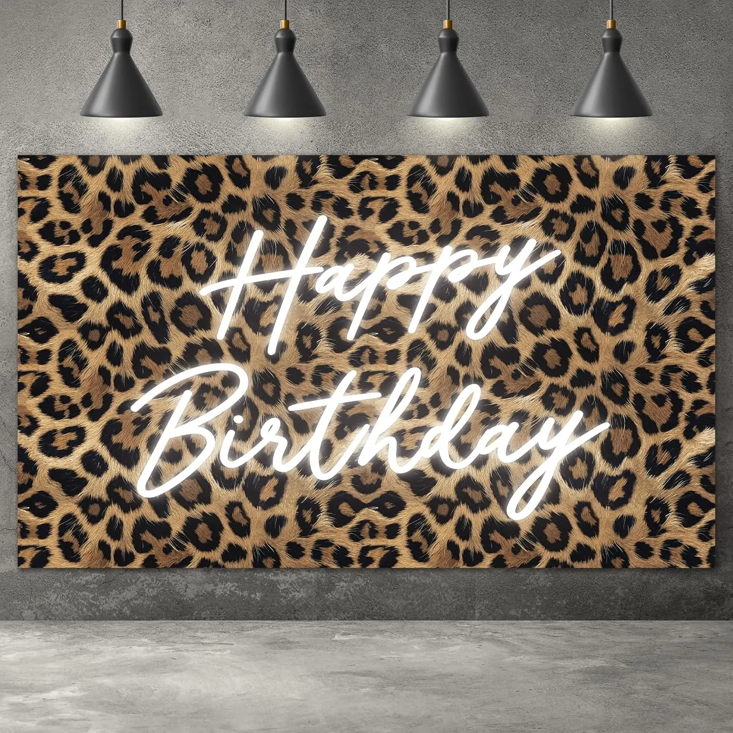 Toile de fond d'anniversaire à imprimé léopard pour femmes et filles, décoration murale pour fête, bannière photographique et ballons