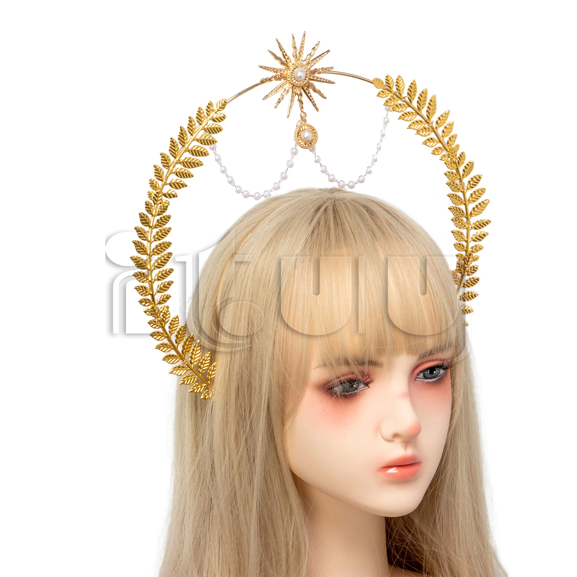 اليدوية KC أغطية الرأس الحلو لوليتا الرجعية الإله رائع غطاء الرأس الشمس أبولو هالو الكنيسة الملاك Hanfu من إكسسوارات الشعر الانتهاء