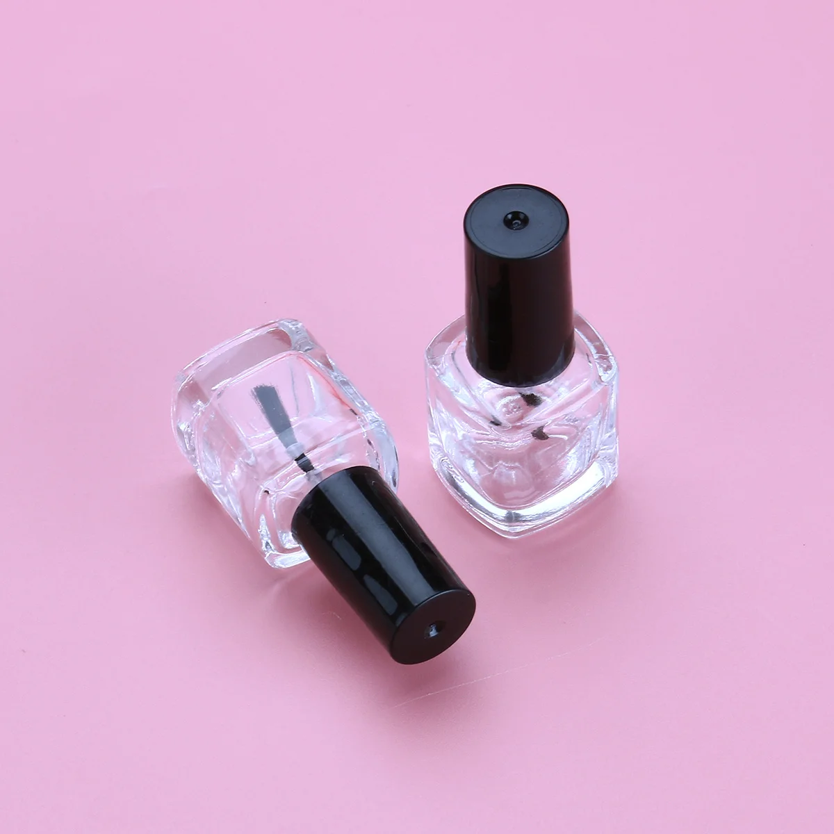 

5Pcs Empty Nail Polish Bottles Leakproof Square Shape Clear Glass Premium Brush Easy Use for DIY Polish Container