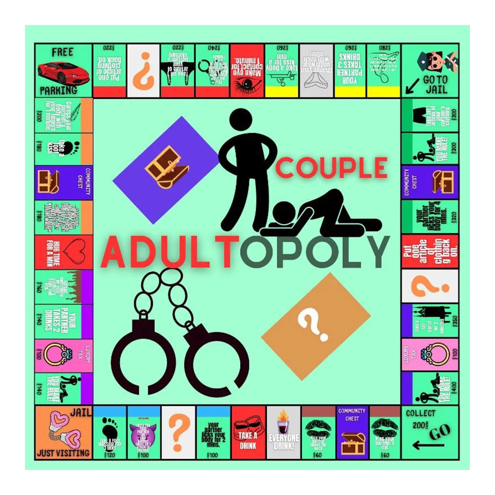 Couple Adult Opoly Board Game Date Night Ideas Relationship Card Game for Valentines Day Wedding Day Gift