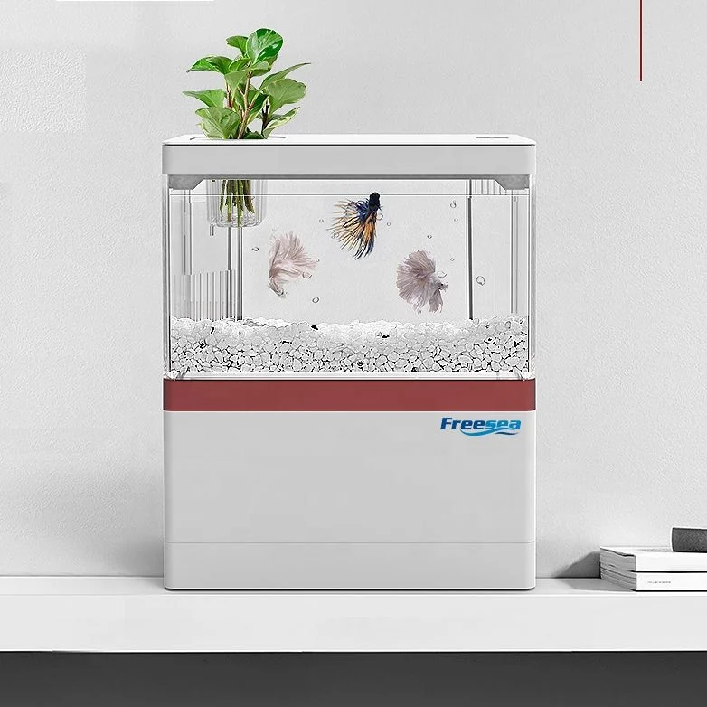 FREESEA High Quality LED Display USB Desktop Aquarium Fish Tank Mini Small Square Table Eco-Friendly Plastic Electric Power