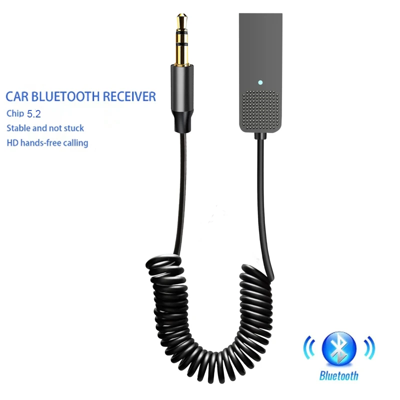 Bluetooth 5.2 Car Receiver Adapter Music for Car USB 3.5mm Jacks High Audio Call Assistance Adapter Plug And Play Transmitter